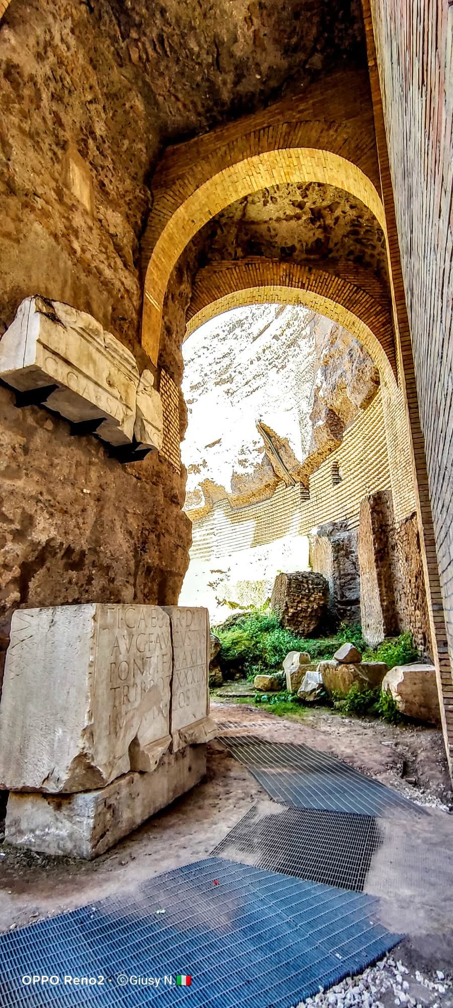 Ancient wall structures inside the Mausoleum of Augustus