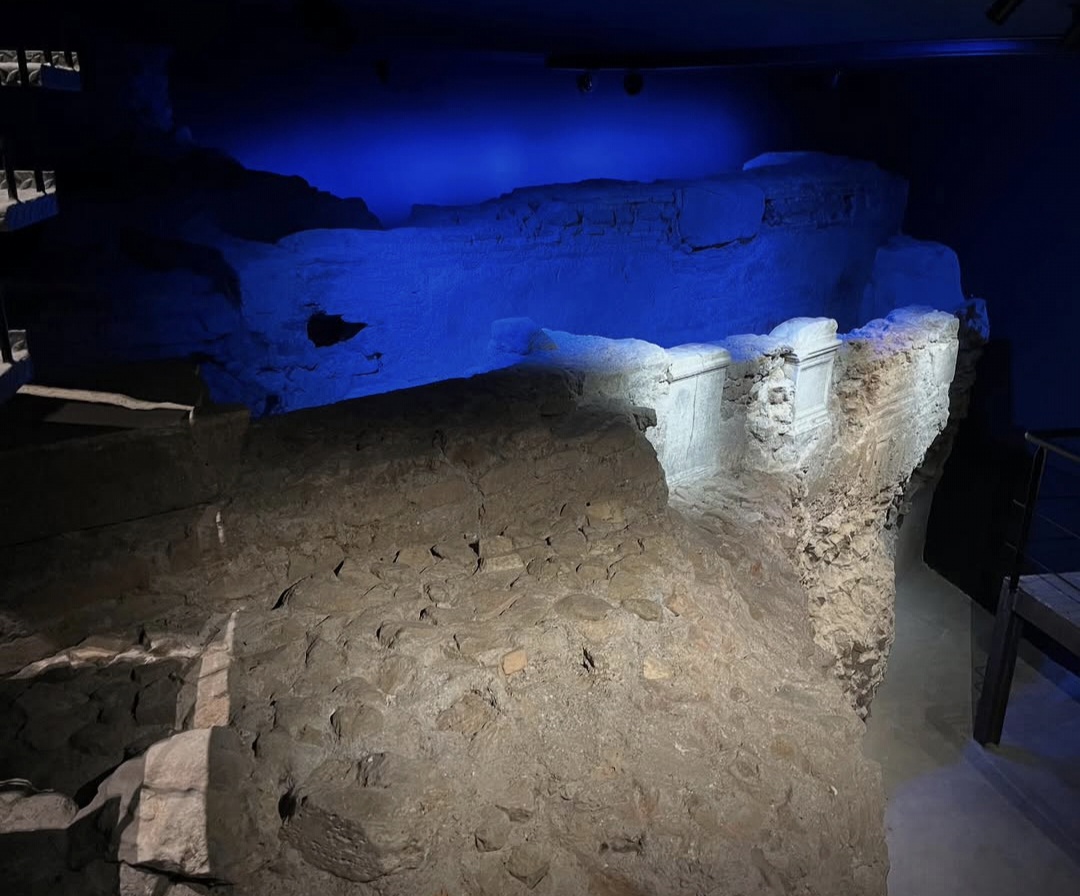 Archaeological remains at the Fountain of Anna Perenna below modern Rome