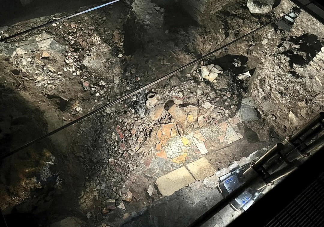 Roman archaeology preserved inside Palazzo Valentini in Rome