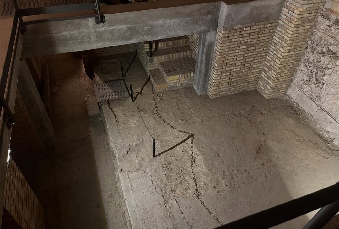 Painted Roman wall in the archaeological area of Santa Maria Maggiore