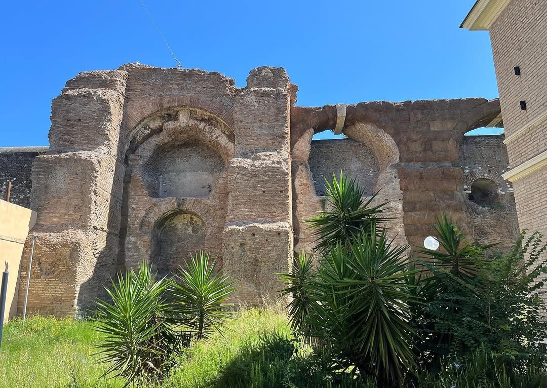 Historic aqueduct masonry at Santa Croce in Gerusalemme