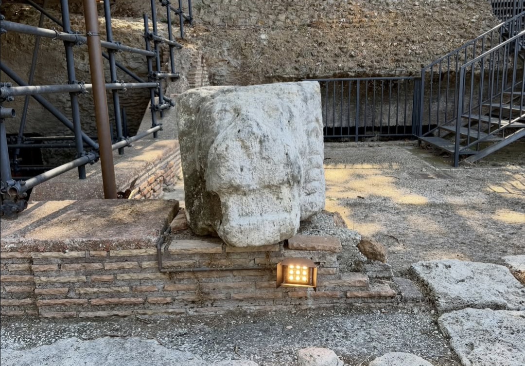 Ancient masonry at the Emporium archaeological area in Testaccio