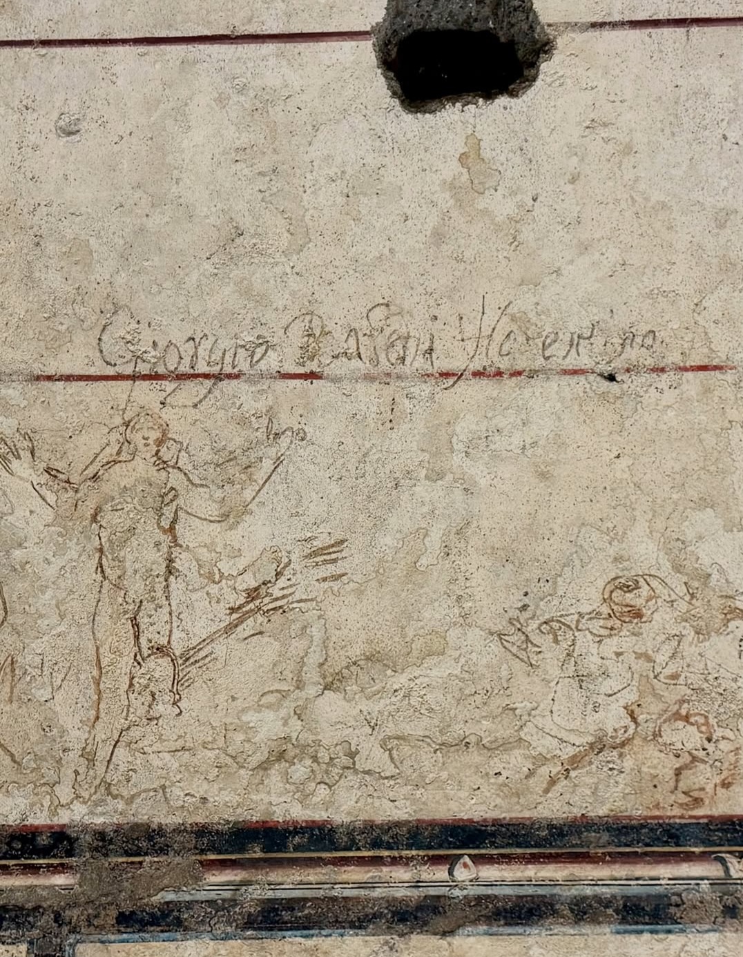 Painted detail inside the Pyramid of Cestius burial chamber