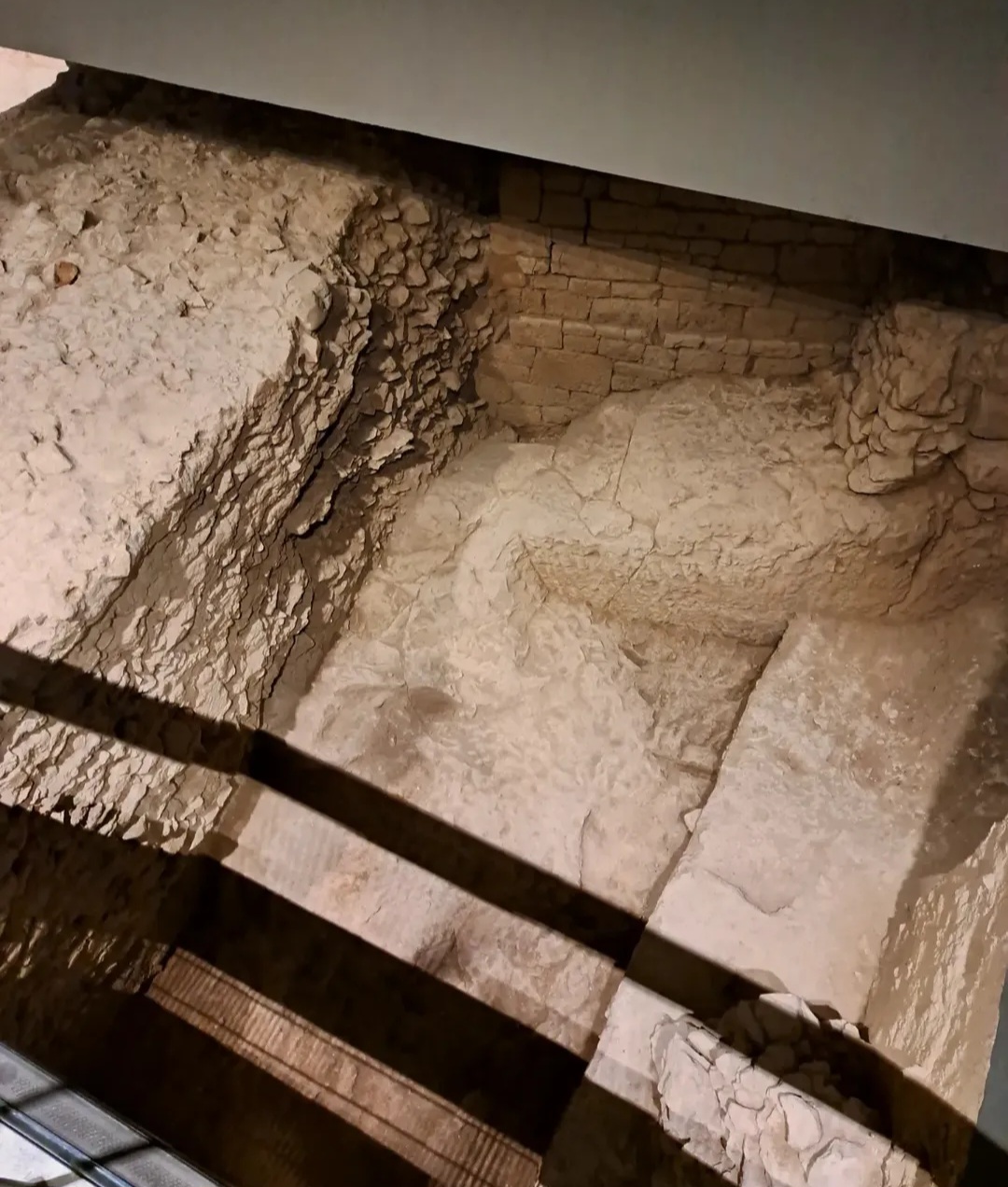 Detail of the archaeological display at Piazza Albania in Rome