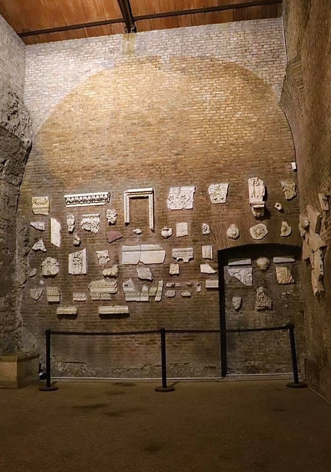 Ancient archaeological interior in Rome