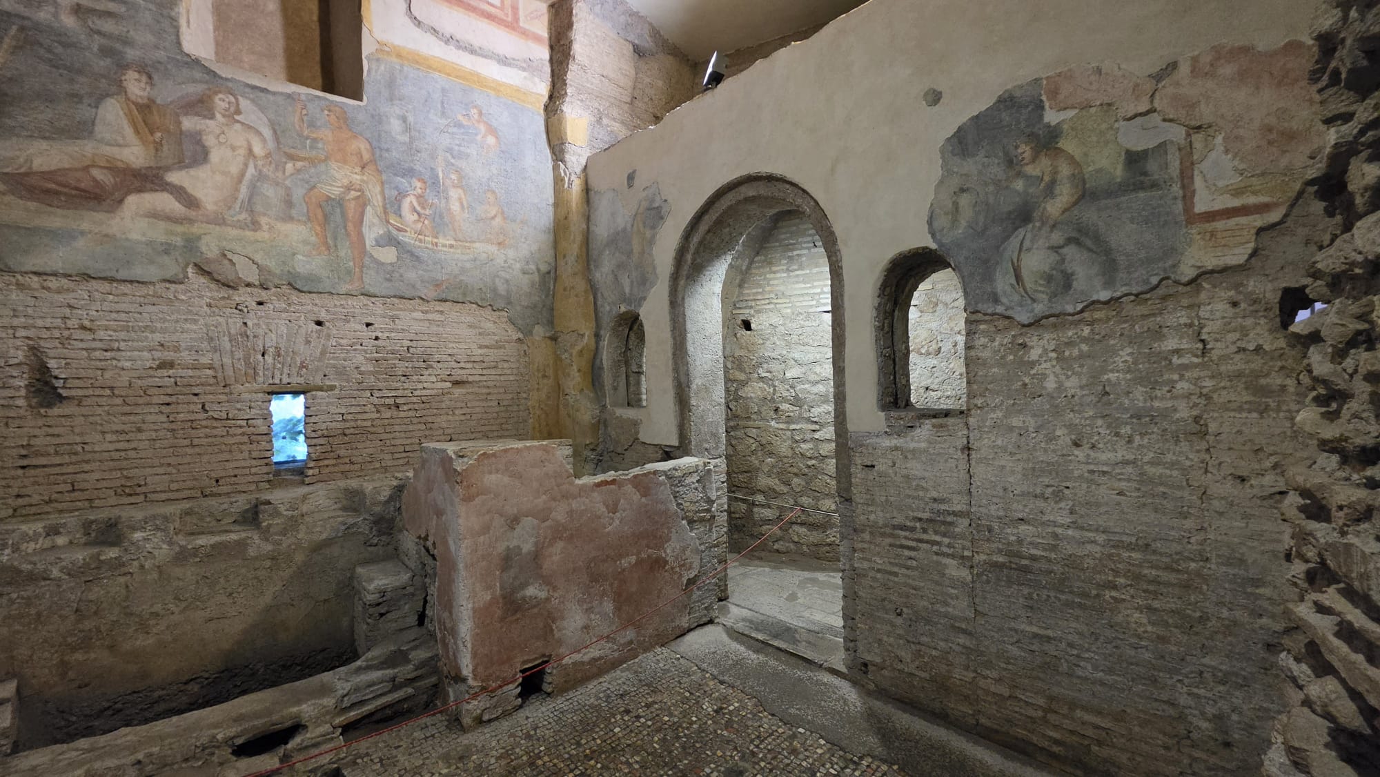 Ancient masonry inside the Roman Houses of the Caelian Hill