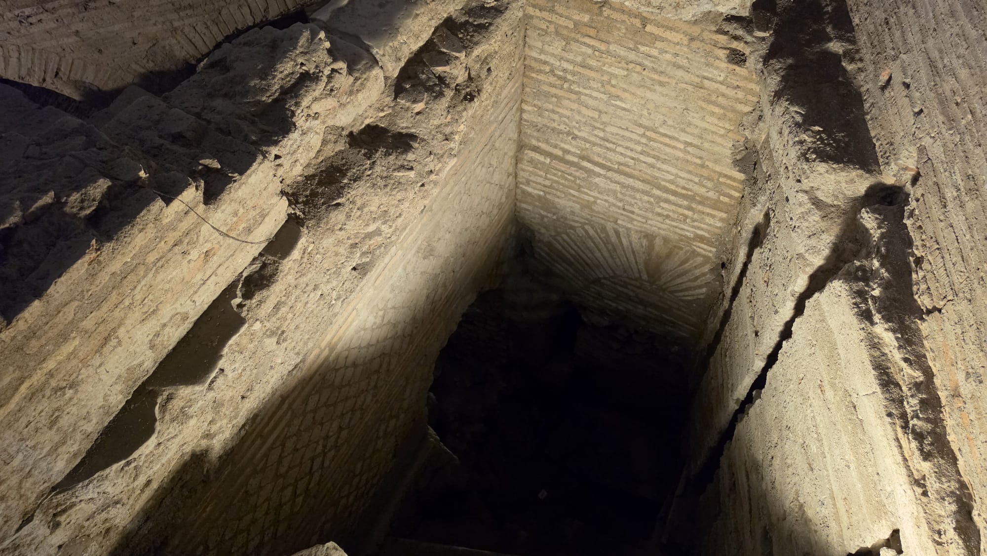 Underground room inside the Case Romane del Celio archaeological complex