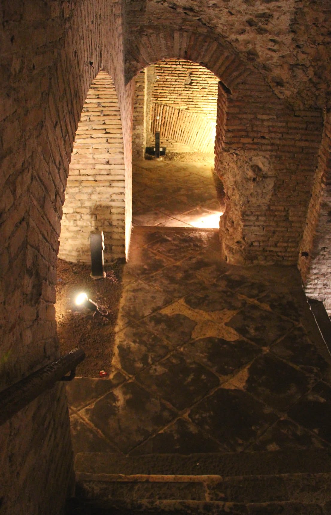 Roman archaeological structures below the present ground level in Rome
