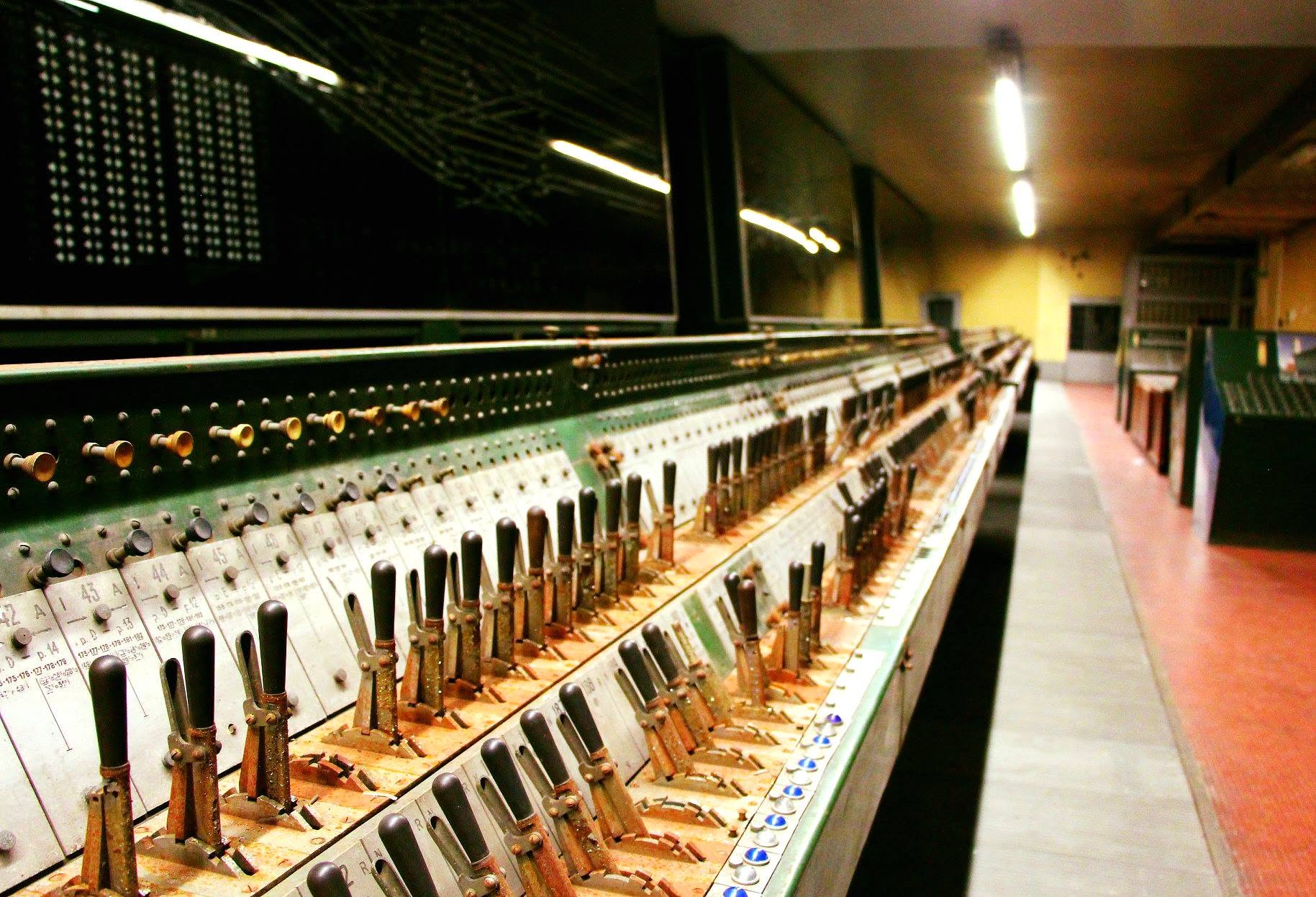 Control equipment inside the underground railway bunker at Roma Termini