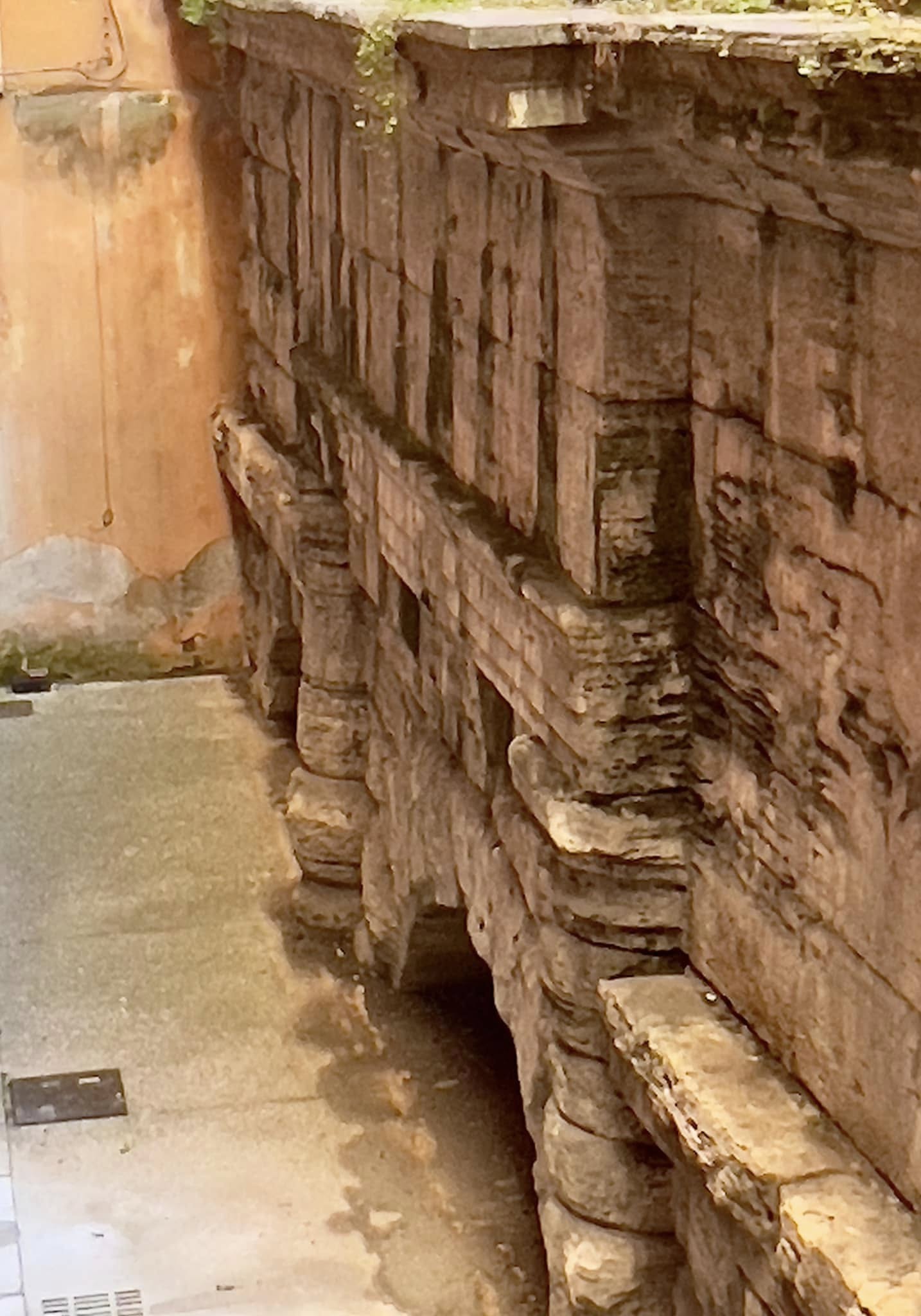 Ancient archaeological remains beneath modern Rome