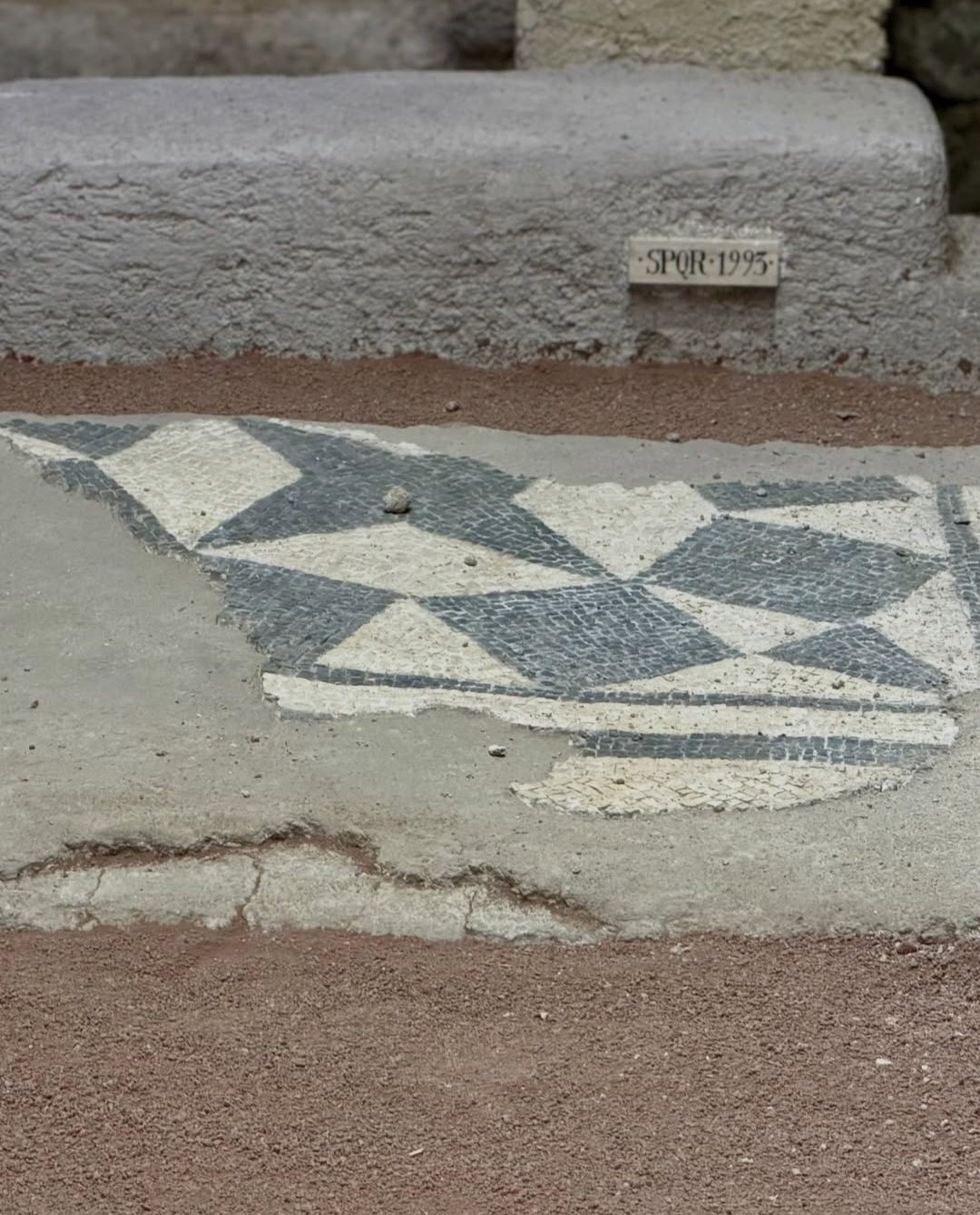 Close view of the archaeological wall surface